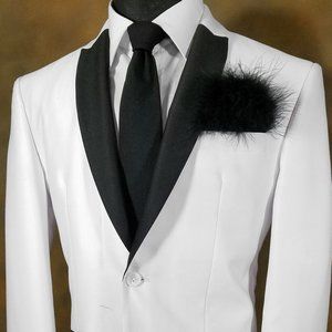 New - Black Genuine Marabou Feather Pocket Square Insert